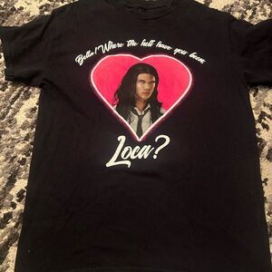 Black Graphic Tee with Heart Design